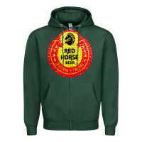 Sports Green red horse Zipper Hoodie - artisFamous