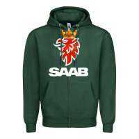 Sports Green saab Zipper Hoodie - artisFamous