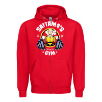 Red anime gym Zipper Hoodie - artisFamous