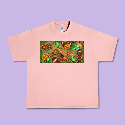 Western Sunflower And American Football License  Plate Urban Heavy Tee Designed By Bundleandbundleshop