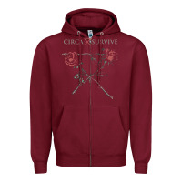 Burgundy circa survive Zipper Hoodie - artisFamous
