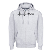 Heather Grey house music heartbeat Zipper Hoodie - artisFamous