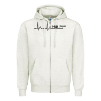 Oatmeal Heather house music heartbeat Zipper Hoodie - artisFamous