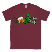 Burgundy Lucky with beer St. Patricks day Classic Tee - HowdyJamesFarm