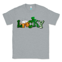 Heather Grey Lucky with beer St. Patricks day Classic Tee - HowdyJamesFarm