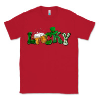 Red Lucky with beer St. Patricks day Classic Tee - HowdyJamesFarm