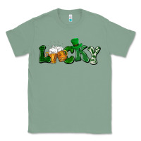 Sage Lucky with beer St. Patricks day Classic Tee - HowdyJamesFarm