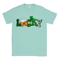 Seafoam Lucky with beer St. Patricks day Classic Tee - HowdyJamesFarm