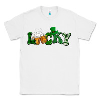White Lucky with beer St. Patricks day Classic Tee - HowdyJamesFarm