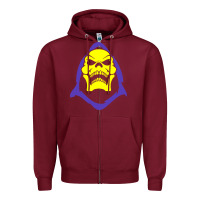 Burgundy skeletor retro Zipper Hoodie - artisFamous