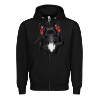 Black french bulldog dj style Zipper Hoodie - artisFamous