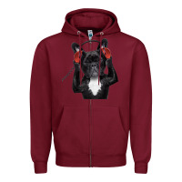 Burgundy french bulldog dj style Zipper Hoodie - artisFamous