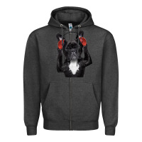 Charcoal Heather french bulldog dj style Zipper Hoodie - artisFamous
