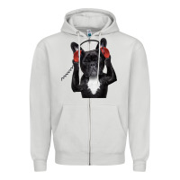Dove Grey french bulldog dj style Zipper Hoodie - artisFamous