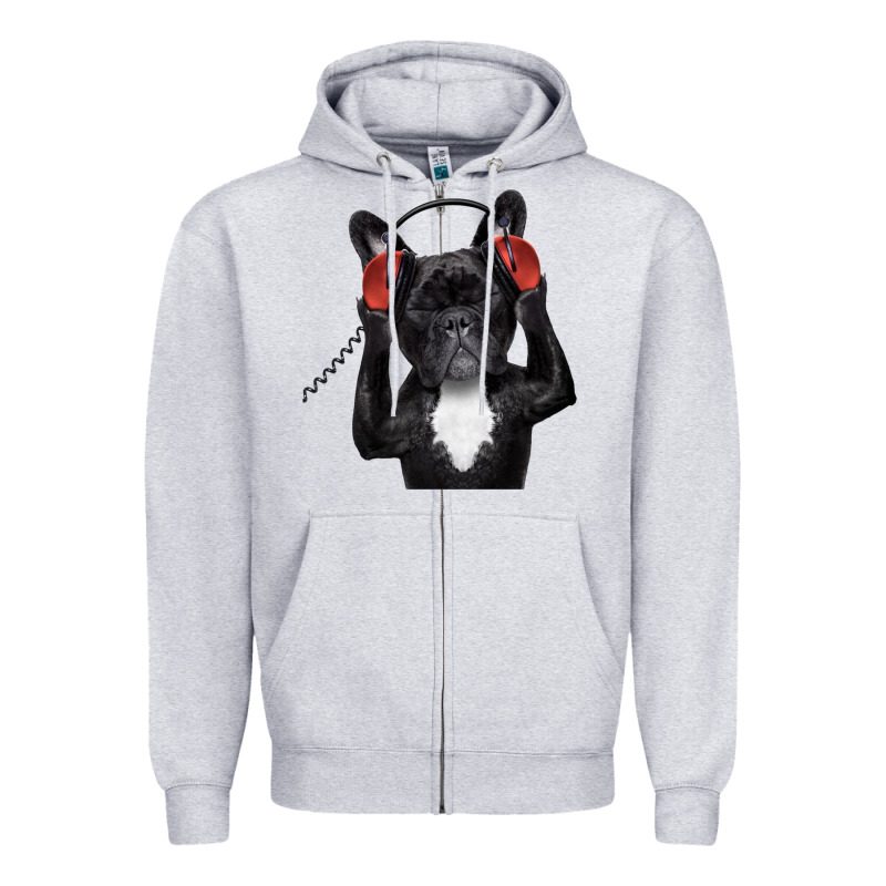 French Bulldog Dj Style Zipper Hoodie by artisFamous | Teevron