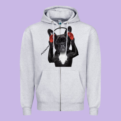 French Bulldog Dj Style Zipper Hoodie Designed By Artisfamous