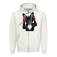 Oatmeal Heather french bulldog dj style Zipper Hoodie - artisFamous