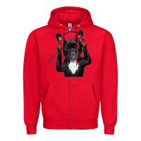 Red french bulldog dj style Zipper Hoodie - artisFamous