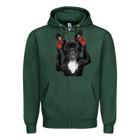 Sports Green french bulldog dj style Zipper Hoodie - artisFamous