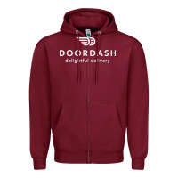 Burgundy doordash Zipper Hoodie - artisFamous