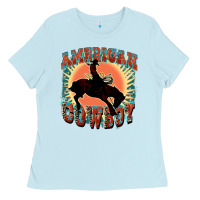 Baby Blue American cowboy Ladies Tee - FaDigitalArtStudio