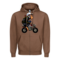 Chestnut monkey bike cartoon Zipper Hoodie - artisFamous