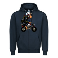 Navy monkey bike cartoon Zipper Hoodie - artisFamous
