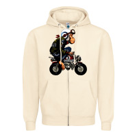 Sandshell monkey bike cartoon Zipper Hoodie - artisFamous
