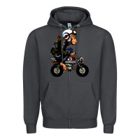 Smoke monkey bike cartoon Zipper Hoodie - artisFamous