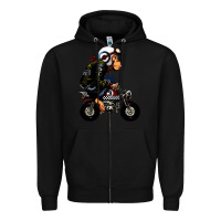Black monkey bike cartoon Zipper Hoodie - artisFamous