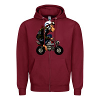 Burgundy monkey bike cartoon Zipper Hoodie - artisFamous