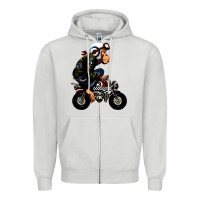 Dove Grey monkey bike cartoon Zipper Hoodie - artisFamous
