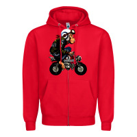 Red monkey bike cartoon Zipper Hoodie - artisFamous