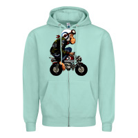 Monkey Bike Cartoon Zipper Hoodie | Teevron