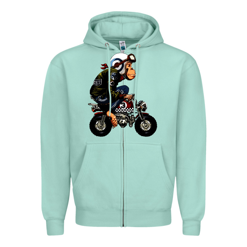 Monkey Bike Cartoon Zipper Hoodie by artisFamous | Teevron