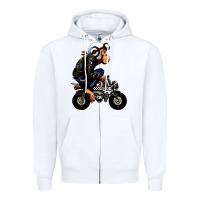 White monkey bike cartoon Zipper Hoodie - artisFamous