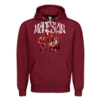 Burgundy maneskin rock Zipper Hoodie - artisFamous