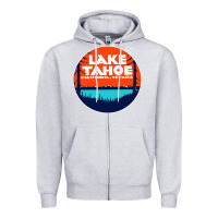 Heather Grey lake tahoe california Zipper Hoodie - artisFamous