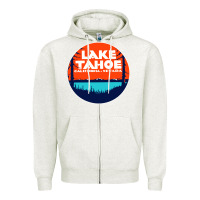 Oatmeal Heather lake tahoe california Zipper Hoodie - artisFamous