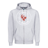 Heather Grey university of phoenix white red Zipper Hoodie - artisFamous