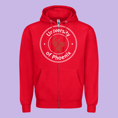 University Of Phoenix White Red Zipper Hoodie Designed By Artisfamous