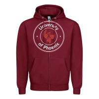 Burgundy university of phoenix white red Zipper Hoodie - artisFamous