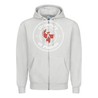 Dove Grey university of phoenix white red Zipper Hoodie - artisFamous