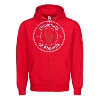 University Of Phoenix White Red Zipper Hoodie | Teevron