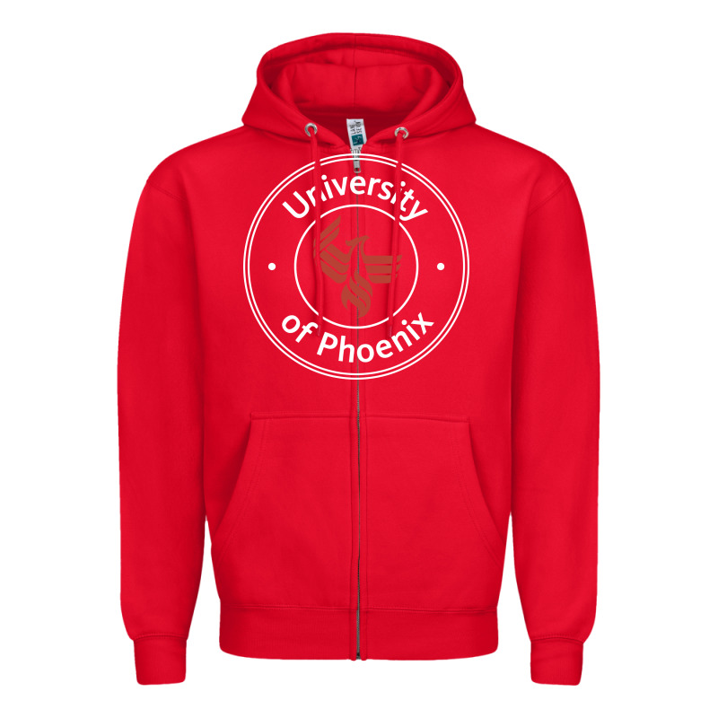 University Of Phoenix White Red Zipper Hoodie by artisFamous | Teevron