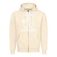 Sandshell easily distracted by sloths and dogs funny sloth quote paw print Zipper Hoodie - artisFamous