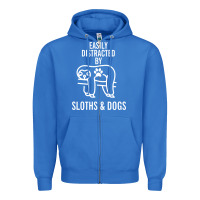 True Royal easily distracted by sloths and dogs funny sloth quote paw print Zipper Hoodie - artisFamous