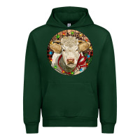 Forest Green Charolais Heifer Christmas Urban Hoodie - RanaPortraitStore