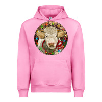 Fuchsia Pink Charolais Heifer Christmas Urban Hoodie - RanaPortraitStore
