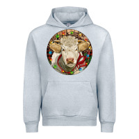 Heather Grey Charolais Heifer Christmas Urban Hoodie - RanaPortraitStore